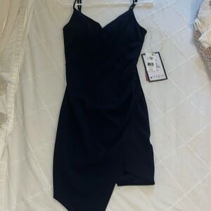 Navy blue mini dress, tags still on